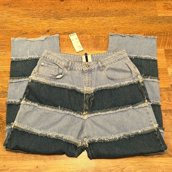 Urban Outfitters Ragged “Infringement Jean” Baggy Dad Striped Frayed Detail GG - Picture 1 of 4